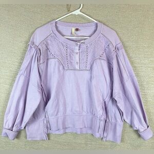 Pilcro Anthropologie Size S Lavender Pintuck Button Front Oversize Sweater